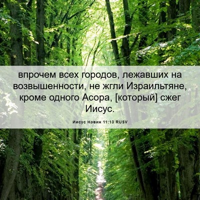 Picture 06 - Иисус Навин 11:13 RUSV - впрочем всех городов, - Bible Verse Picture