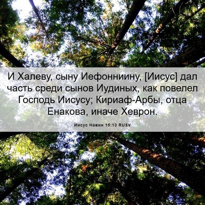 Picture 06 - Иисус Навин 15:13 RUSV - И Халеву, сыну Иефонниину, - Bible Verse Picture