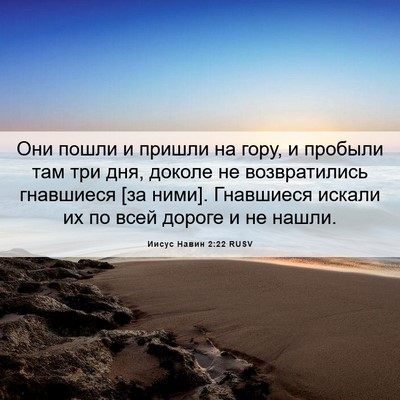 Picture 06 - Иисус Навин 2:22 RUSV - Они пошли и пришли на гору, - Bible Verse Picture