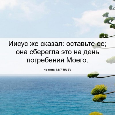 Picture 06 - Иоанна 12:7 RUSV - Иисус же сказал: оставьте - Bible Verse Picture