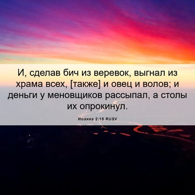 Picture 06 - Иоанна 2:15 RUSV - И, сделав бич из веревок, - Bible Verse Picture