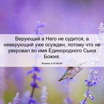 Picture 06 - Иоанна 3:18 RUSV - Верующий в Него не судится, - Bible Verse Picture