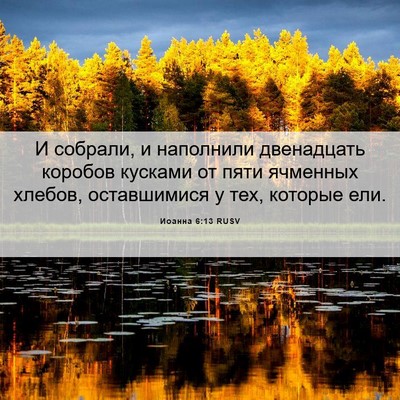 Picture 06 - Иоанна 6:13 RUSV - И собрали, и наполнили - Bible Verse Picture