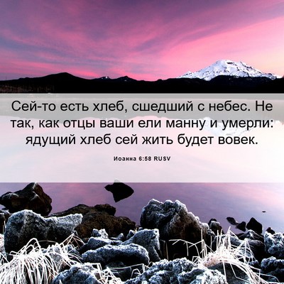Picture 06 - Иоанна 6:58 RUSV - Сей-то есть хлеб, сшедший с - Bible Verse Picture
