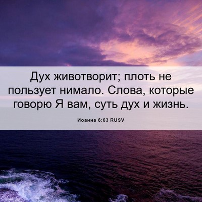 Picture 06 - Иоанна 6:63 RUSV - Дух животворит; плоть не - Bible Verse Picture