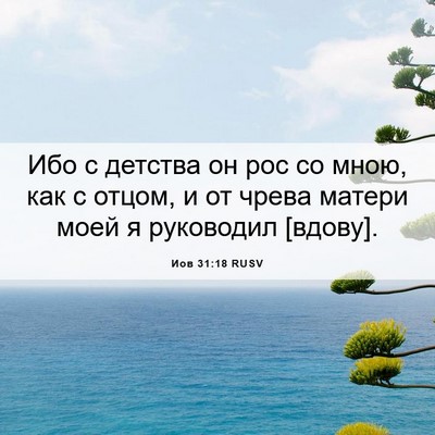 Picture 06 - Иов 31:18 RUSV - Ибо с детства он рос со - Bible Verse Picture