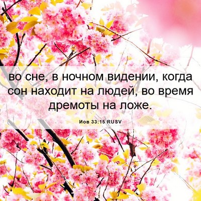 Picture 06 - Иов 33:15 RUSV - во сне, в ночном видении, - Bible Verse Picture