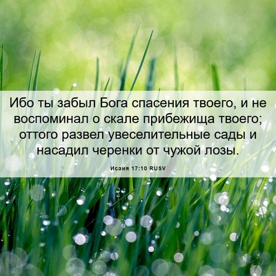 Picture 06 - Исаия 17:10 RUSV - Ибо ты забыл Бога спасения - Bible Verse Picture