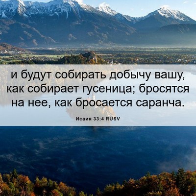 Picture 06 - Исаия 33:4 RUSV - и будут собирать добычу - Bible Verse Picture