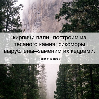 Picture 06 - Исаия 9:10 RUSV - кирпичи пали--построим из - Bible Verse Picture