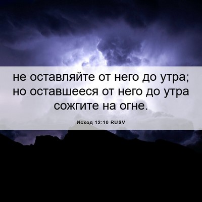 Picture 06 - Исход 12:10 RUSV - не оставляйте от него до - Bible Verse Picture
