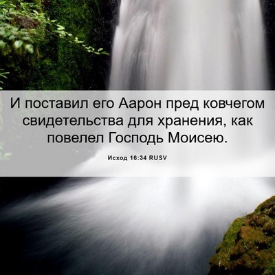 Picture 06 - Исход 16:34 RUSV - И поставил его Аарон пред - Bible Verse Picture