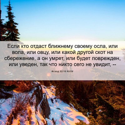 Picture 06 - Исход 22:10 RUSV - Если кто отдаст ближнему - Bible Verse Picture