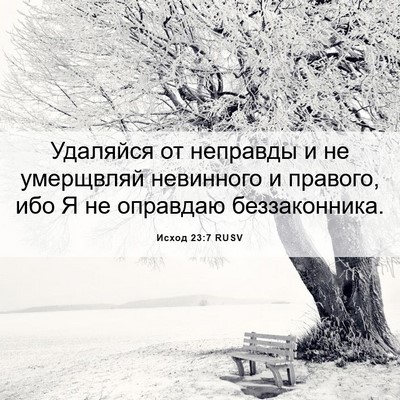Picture 06 - Исход 23:7 RUSV - Удаляйся от неправды и не - Bible Verse Picture