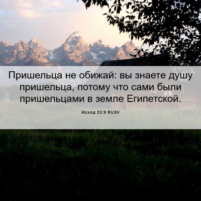 Picture 06 - Исход 23:9 RUSV - Пришельца не обижай: вы - Bible Verse Picture