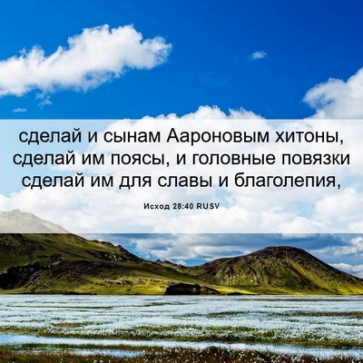 Picture 06 - Исход 28:40 RUSV - сделай и сынам Аароновым - Bible Verse Picture