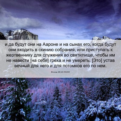 Picture 06 - Исход 28:43 RUSV - и да будут они на Аароне и - Bible Verse Picture