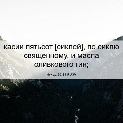 Picture 06 - Исход 30:24 RUSV - касии пятьсот [сиклей], по - Bible Verse Picture
