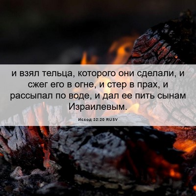 Picture 06 - Исход 32:20 RUSV - и взял тельца, которого они - Bible Verse Picture