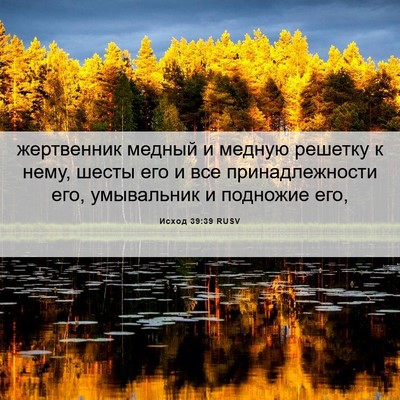 Picture 06 - Исход 39:39 RUSV - жертвенник медный и медную - Bible Verse Picture