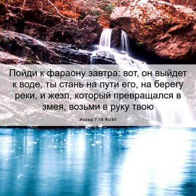 Picture 06 - Исход 7:15 RUSV - Пойди к фараону завтра: - Bible Verse Picture