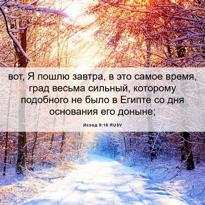 Picture 06 - Исход 9:18 RUSV - вот, Я пошлю завтра, в это - Bible Verse Picture