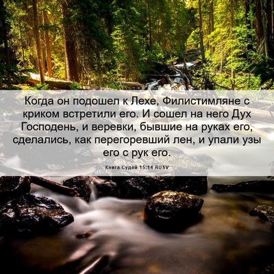 Picture 06 - Книга Судей 15:14 RUSV - Когда он подошел к Лехе, - Bible Verse Picture