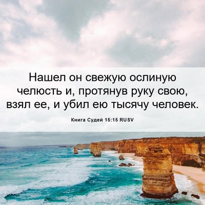 Picture 06 - Книга Судей 15:15 RUSV - Нашел он свежую ослиную - Bible Verse Picture