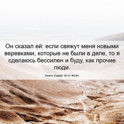 Picture 06 - Книга Судей 16:11 RUSV - Он сказал ей: если свяжут - Bible Verse Picture