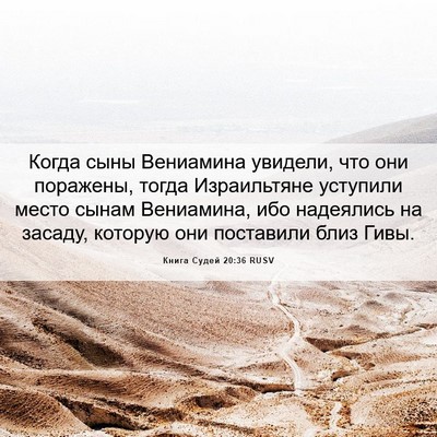 Picture 06 - Книга Судей 20:36 RUSV - Когда сыны Вениамина - Bible Verse Picture