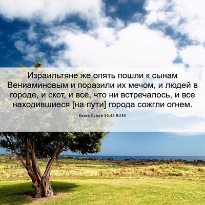 Picture 06 - Книга Судей 20:48 RUSV - Израильтяне же опять пошли - Bible Verse Picture