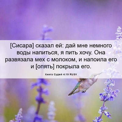 Picture 06 - Книга Судей 4:19 RUSV - [Сисара] сказал ей: дай мне - Bible Verse Picture