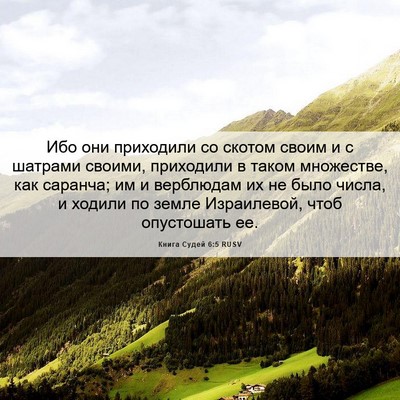 Picture 06 - Книга Судей 6:5 RUSV - Ибо они приходили со - Bible Verse Picture