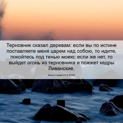 Picture 06 - Книга Судей 9:15 RUSV - Терновник сказал деревам: - Bible Verse Picture