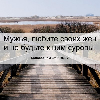 Picture 06 - Колоссянам 3:19 RUSV - Мужья, любите своих жен и - Bible Verse Picture