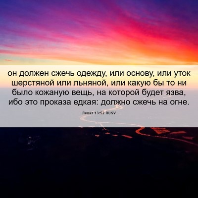 Picture 06 - Левит 13:52 RUSV - он должен сжечь одежду, или - Bible Verse Picture