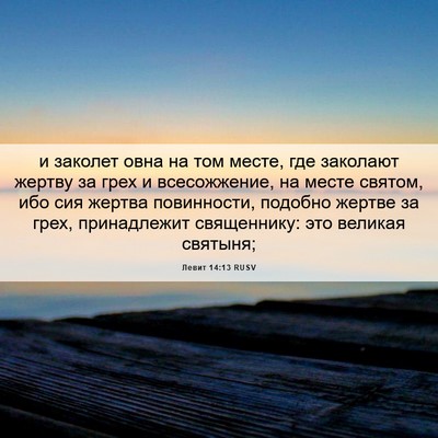 Picture 06 - Левит 14:13 RUSV - и заколет овна на том - Bible Verse Picture