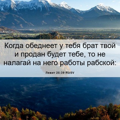 Picture 06 - Левит 25:39 RUSV - Когда обеднеет у тебя брат - Bible Verse Picture