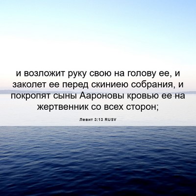 Picture 06 - Левит 3:13 RUSV - и возложит руку свою на - Bible Verse Picture