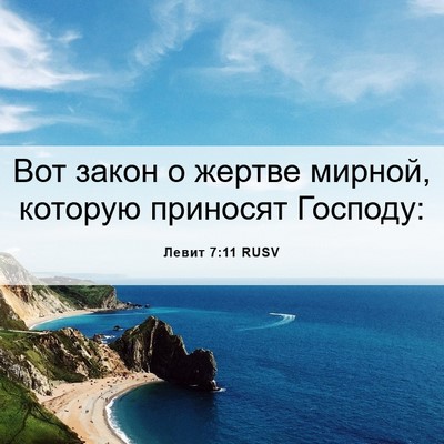Picture 06 - Левит 7:11 RUSV - Вот закон о жертве мирной, - Bible Verse Picture