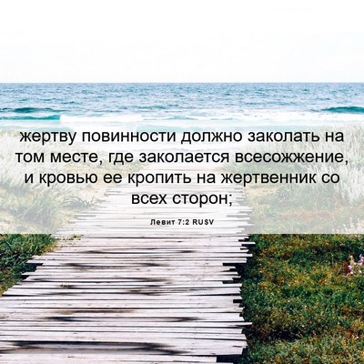 Picture 06 - Левит 7:2 RUSV - жертву повинности должно - Bible Verse Picture