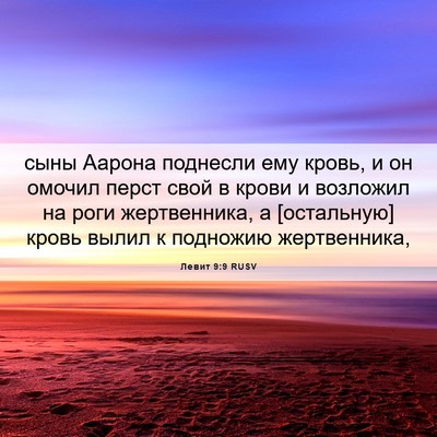 Picture 06 - Левит 9:9 RUSV - сыны Аарона поднесли ему - Bible Verse Picture