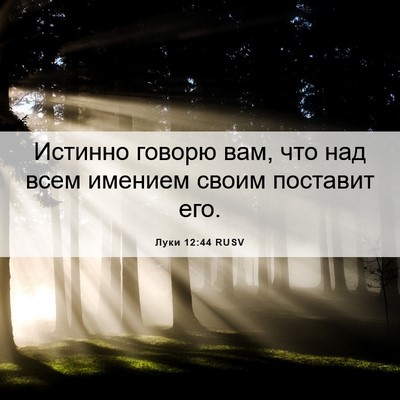 Picture 06 - Луки 12:44 RUSV - Истинно говорю вам, что над - Bible Verse Picture