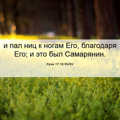 Picture 06 - Луки 17:16 RUSV - и пал ниц к ногам Его, - Bible Verse Picture