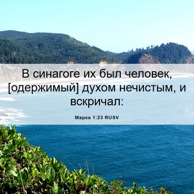 Picture 06 - Марка 1:23 RUSV - В синагоге их был человек, - Bible Verse Picture