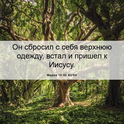 Picture 06 - Марка 10:50 RUSV - Он сбросил с себя верхнюю - Bible Verse Picture
