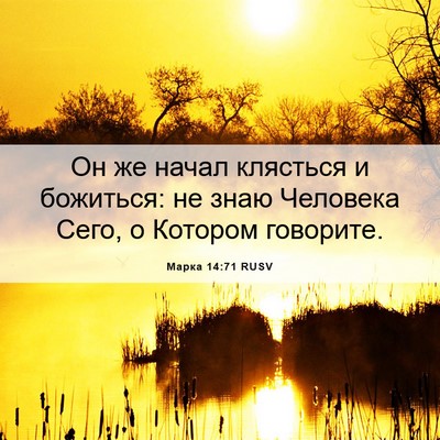Picture 06 - Марка 14:71 RUSV - Он же начал клясться и - Bible Verse Picture