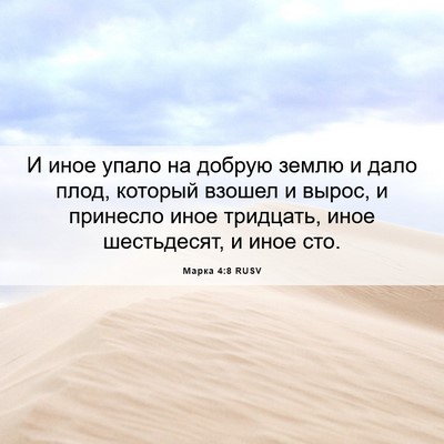 Picture 06 - Марка 4:8 RUSV - И иное упало на добрую - Bible Verse Picture