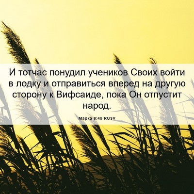 Picture 06 - Марка 6:45 RUSV - И тотчас понудил учеников - Bible Verse Picture