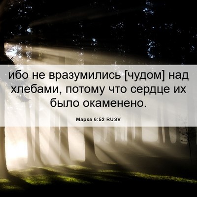 Picture 06 - Марка 6:52 RUSV - ибо не вразумились [чудом] - Bible Verse Picture